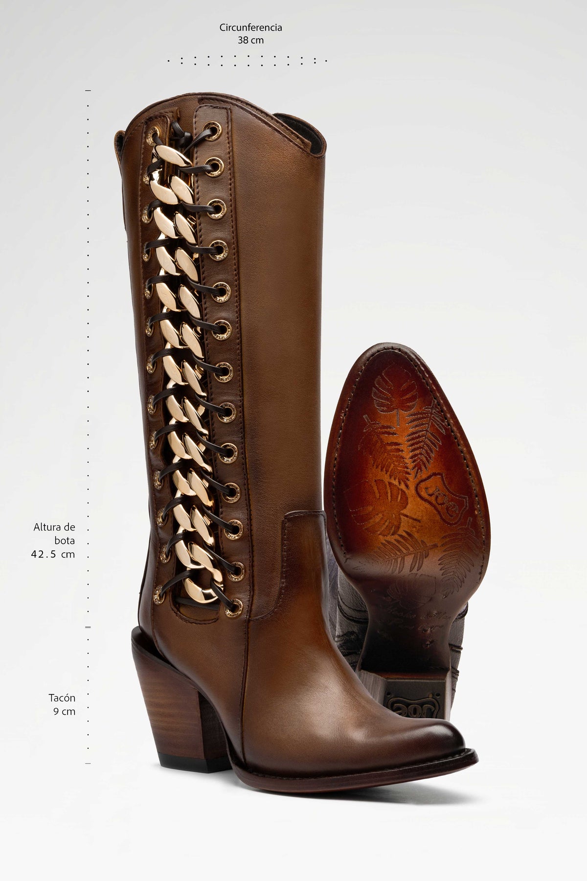 BOTA DE PIEL FRANCIA ALTA PELIBUEY COLOR MIEL
