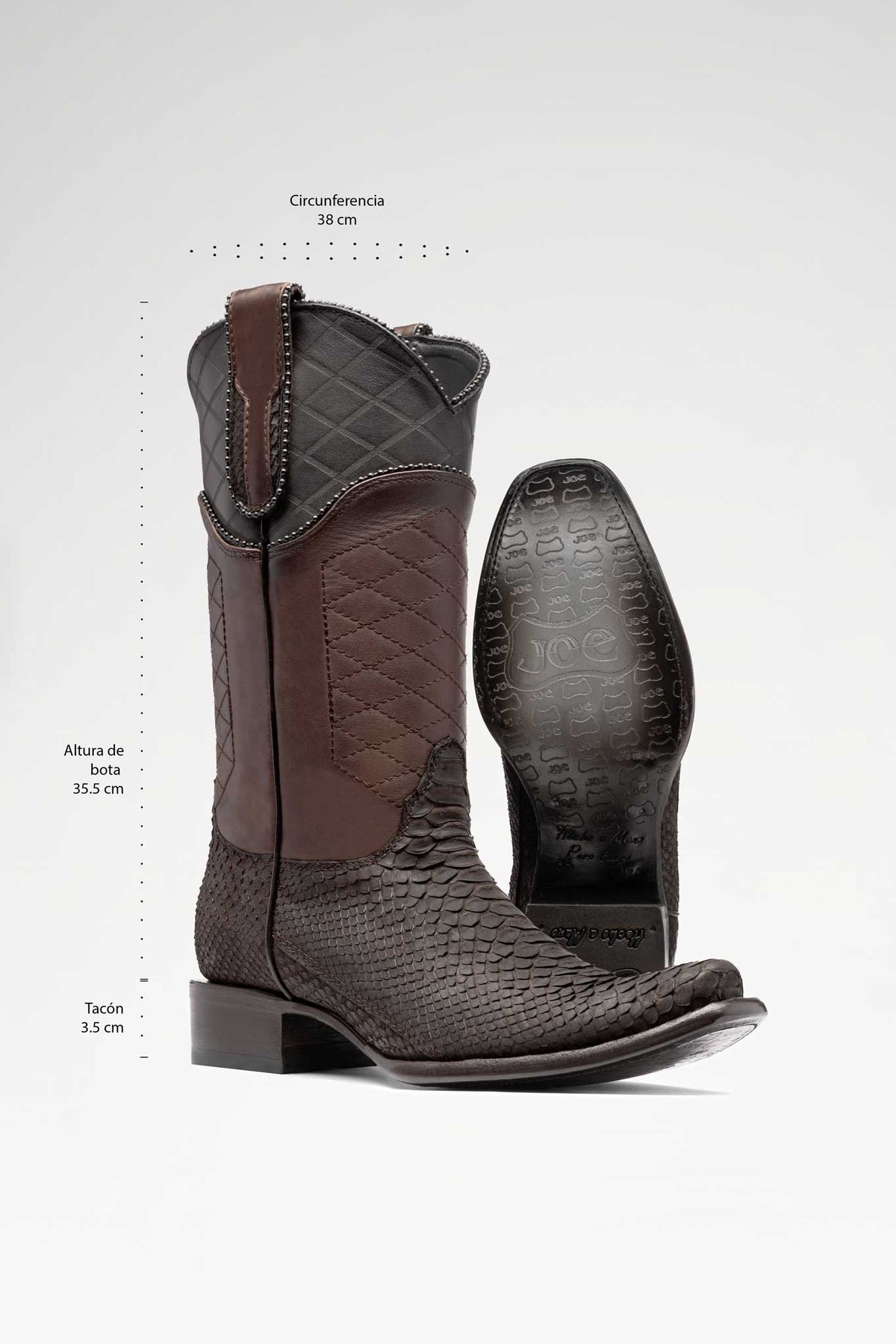 Bota de piel Modelo 6000 Hudson Python color Chocolate Nobuck