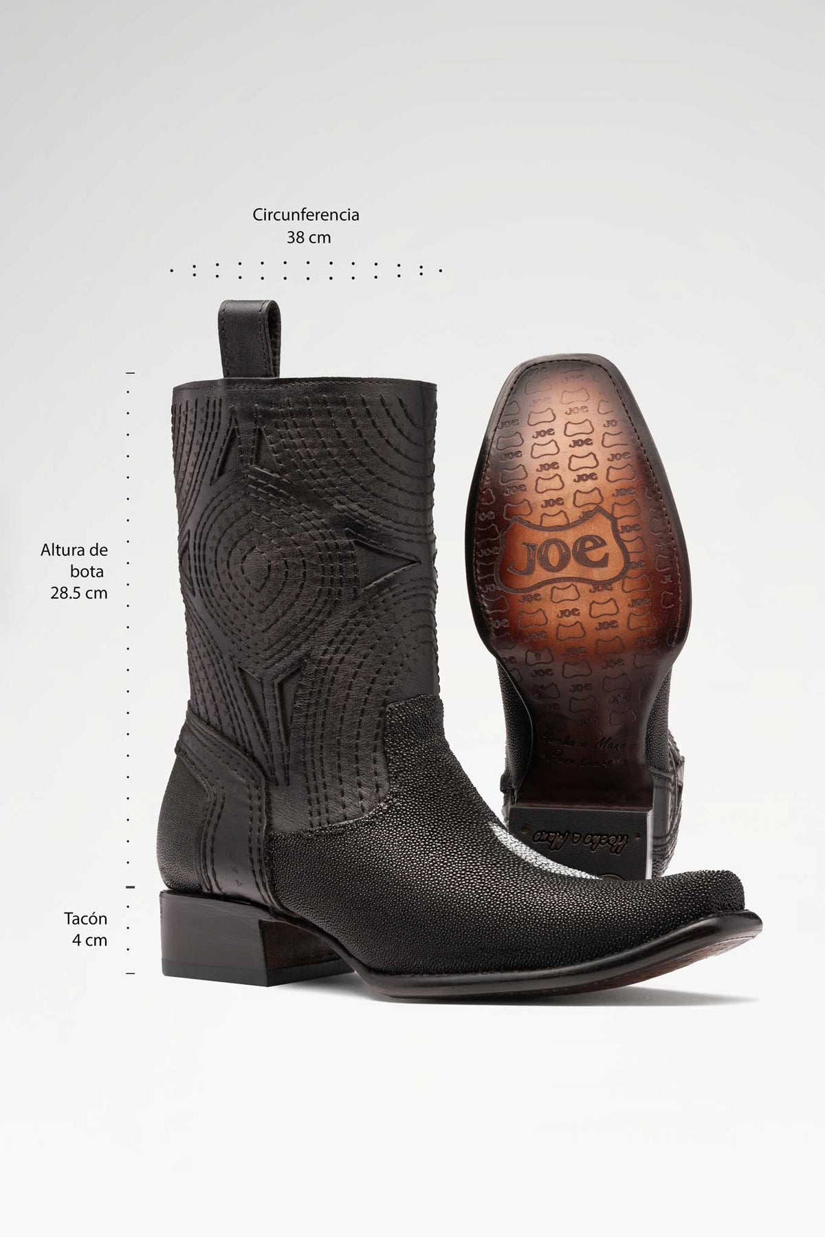 Bota de piel Macam Mantarraya color Negro