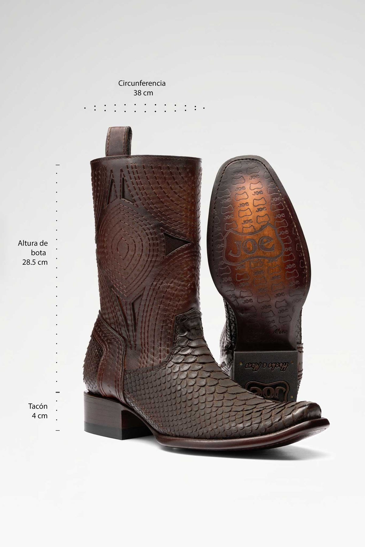 Bota de piel Macam Python color Chocolate