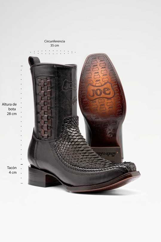 Bota de piel modelo 8000 +7 Python color Negro