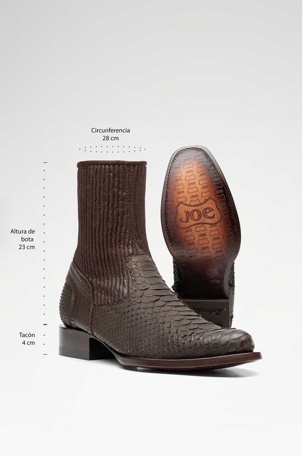 Bota de piel Skinny Europa Python color Chocolate