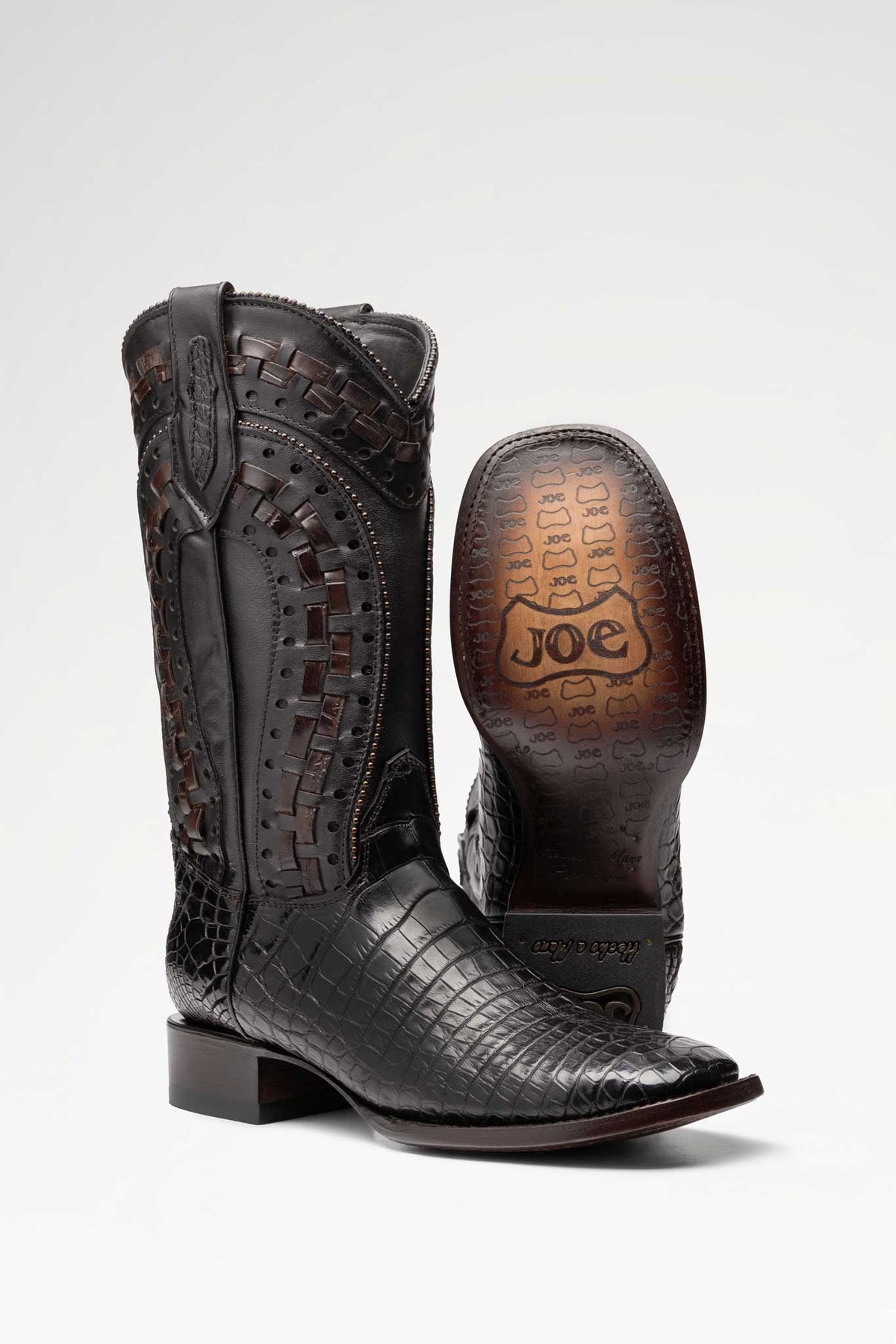 Bota Rodeo Herradura Cocodrilo Colombiano Negro