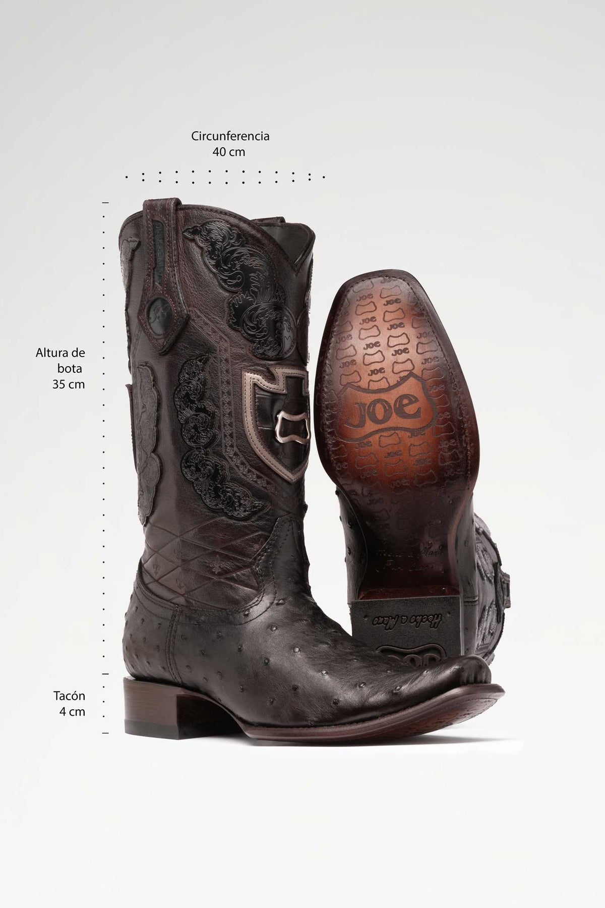 Bota de piel Edición Especial Hudson Avestruz color Negro