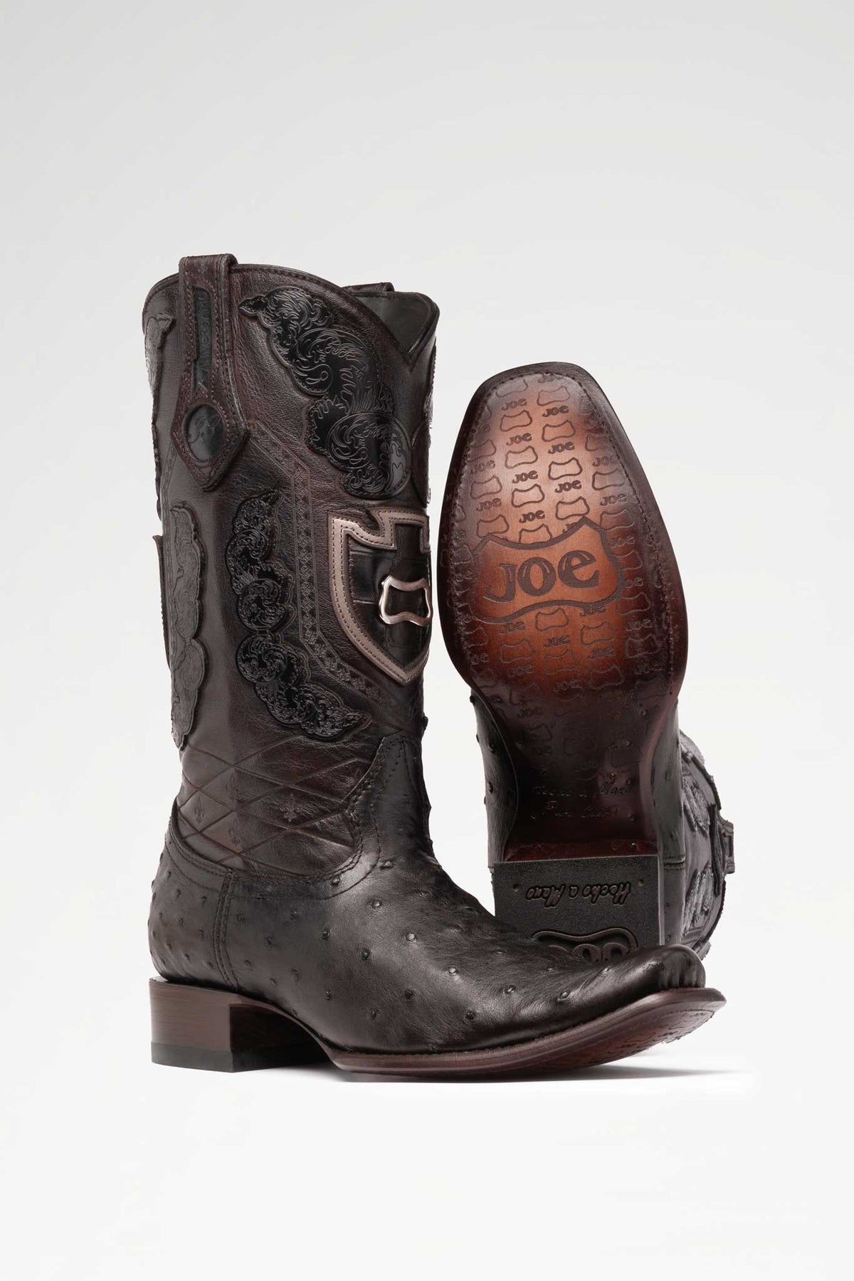 Bota de piel Edición Especial Hudson Avestruz color Negro