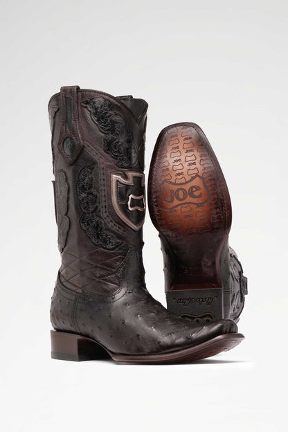 Bota de piel Edición Especial Hudson Avestruz color Negro