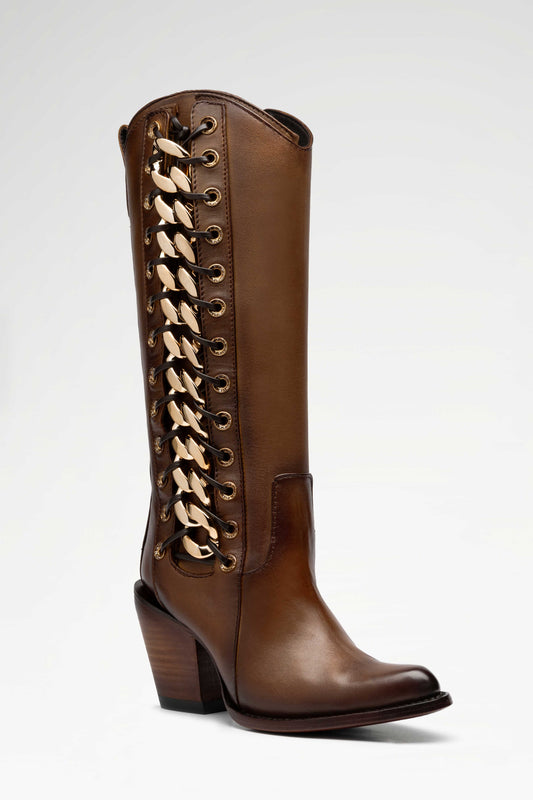 BOTA DE PIEL FRANCIA ALTA PELIBUEY COLOR MIEL