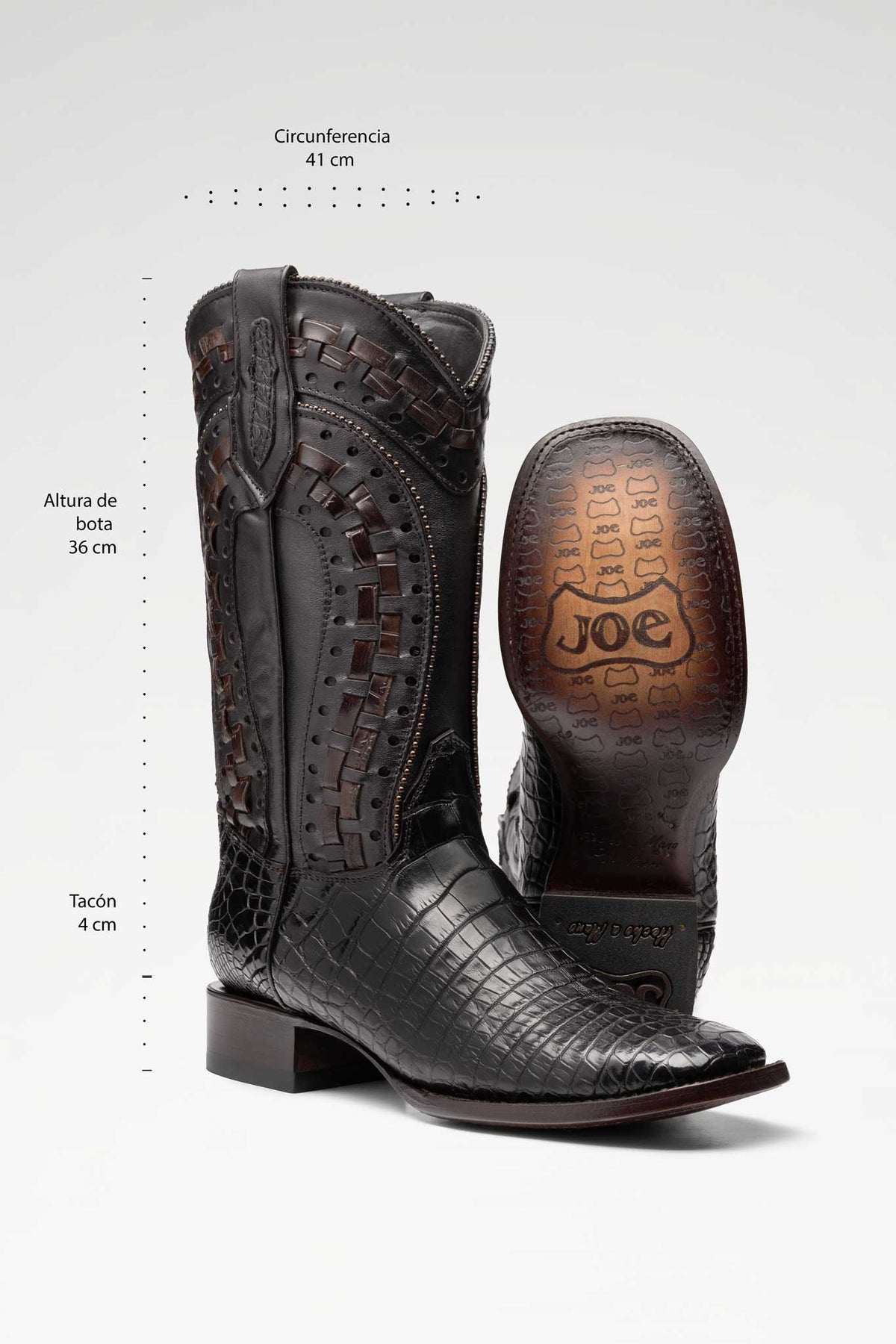 Bota Rodeo Herradura Cocodrilo Colombiano Negro