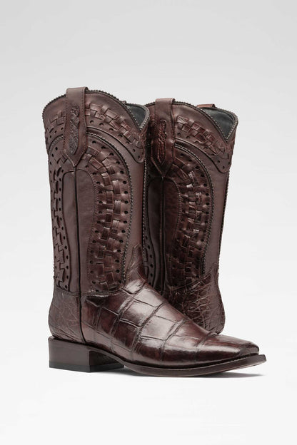 Bota Herradura Rodeo Cocodrilo Colombiano Taupe