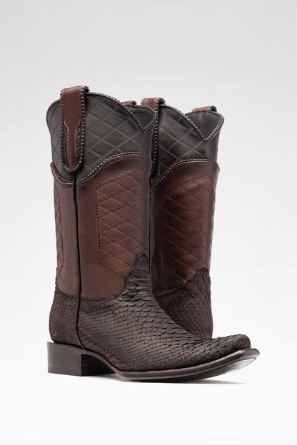 Bota de piel Modelo 6000 Hudson Python color Chocolate Nobuck