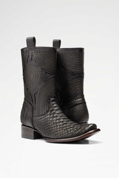 Bota de piel Macam Python color Negro