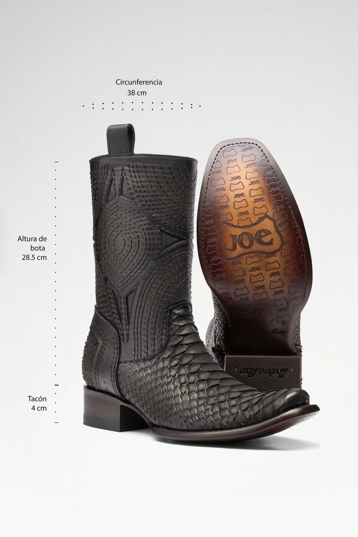 Bota de piel Macam Python color Negro