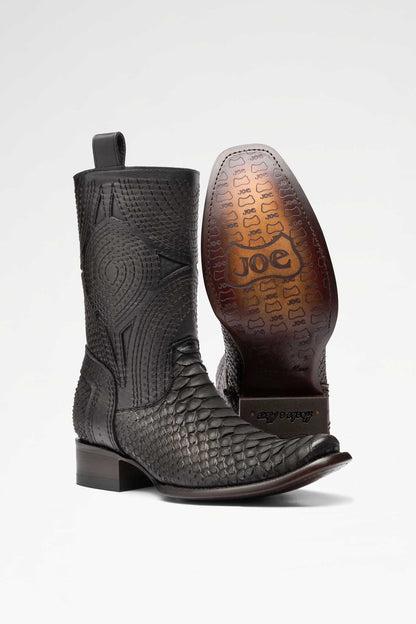 Bota de piel Macam Python color Negro