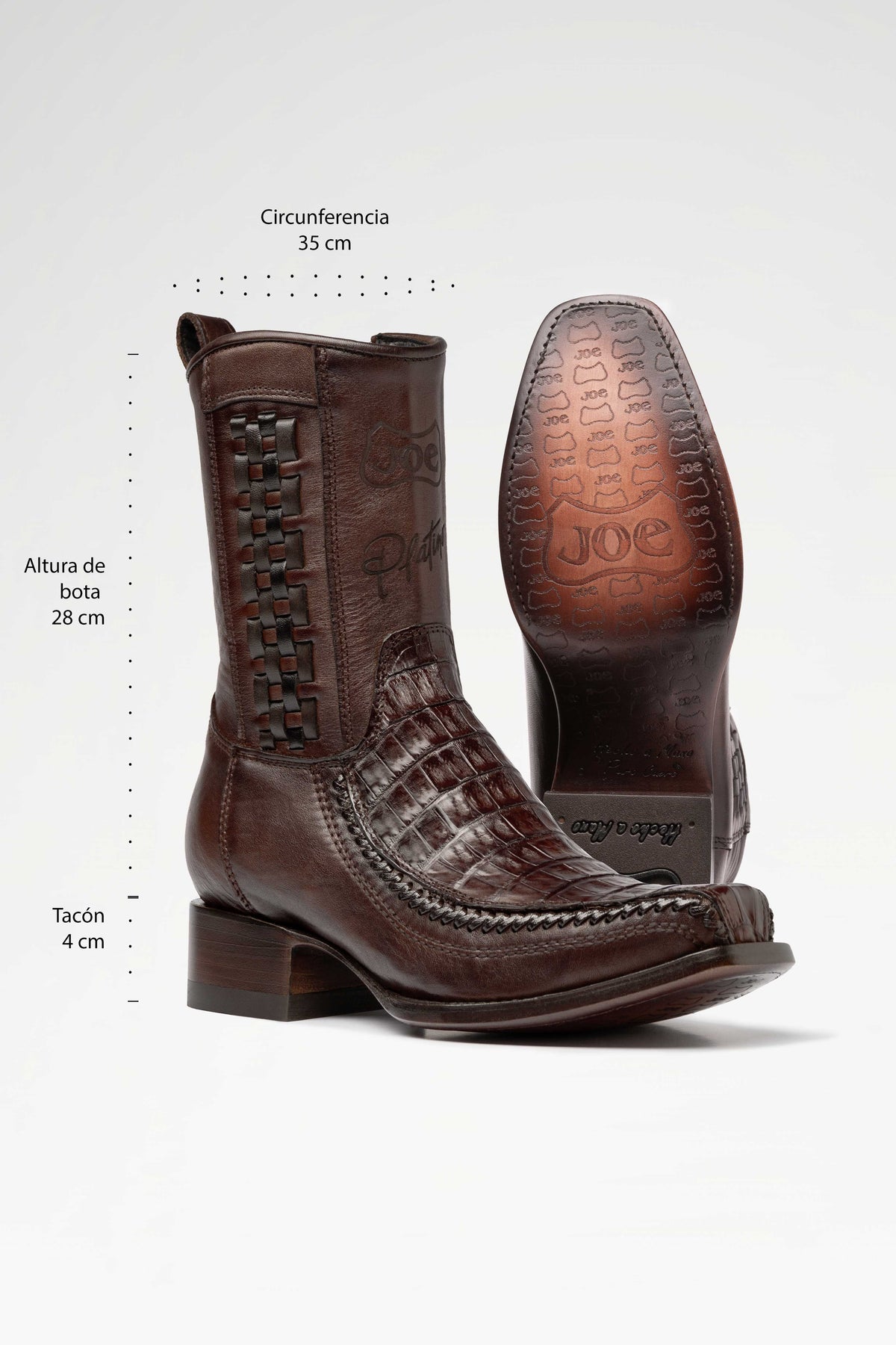 Bota de piel modelo 8000 +7 Caiman color Cafe