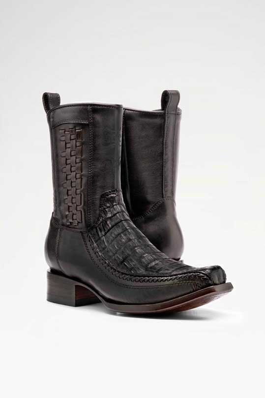 Bota de piel modelo 8000 +7 Caimán color Negro