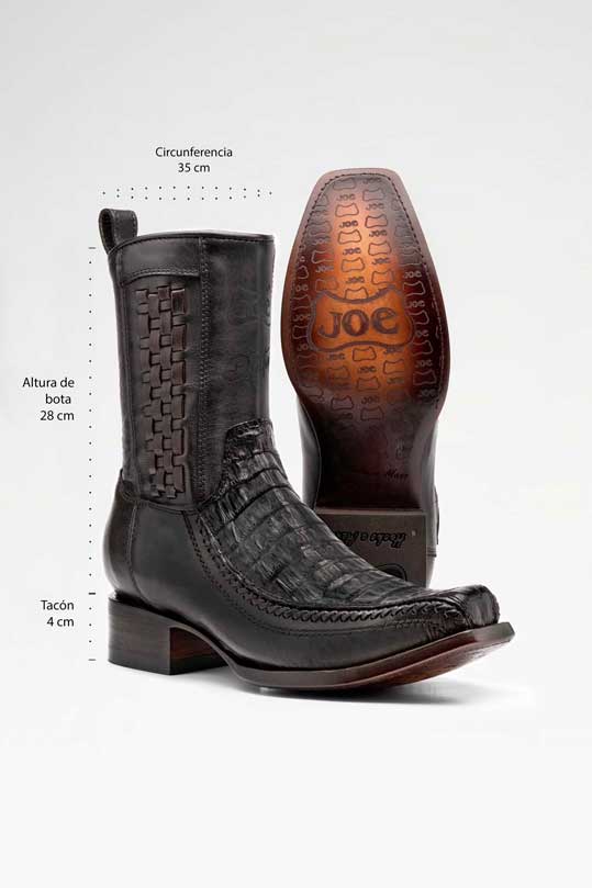 Bota de piel modelo 8000 +7 Caimán color Negro