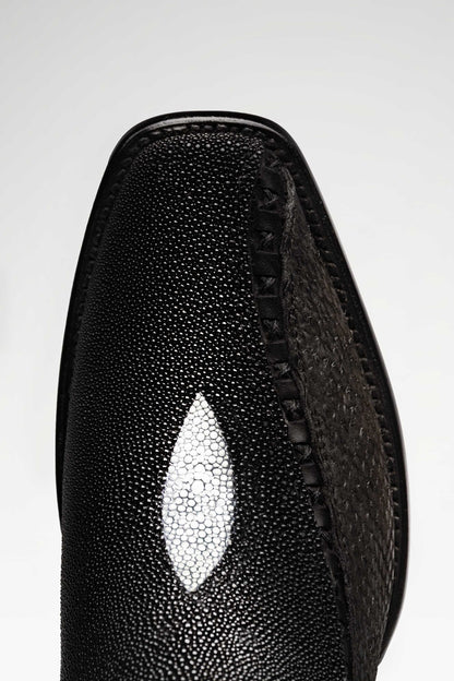 Bota de piel Caleb Hudson Mantarraya y Pythoncolor Negro