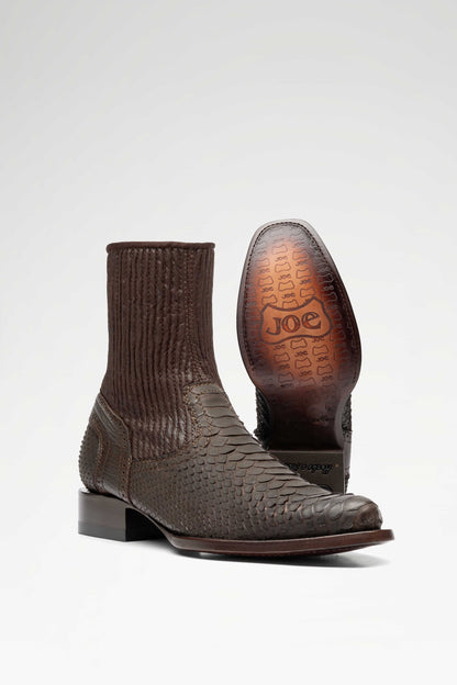 Bota de piel Skinny Europa Python color Chocolate