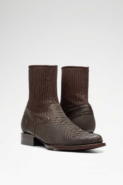 Bota de piel Skinny Europa Python color Chocolate