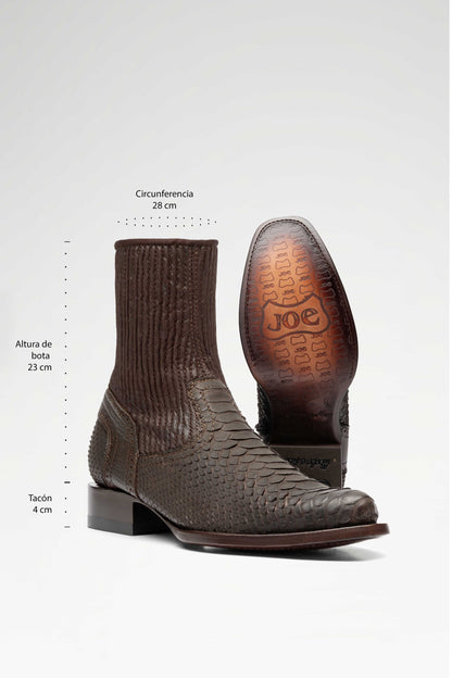 Bota de piel Skinny Europa Python color Chocolate
