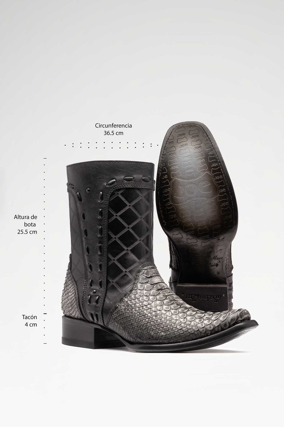 Bota de piel Taycan Python color Gris Oxford